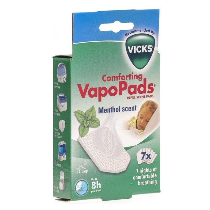 Vicks Comforting Vapo Pads Replacement Tablets (VH7) Peppermint Scent, 7 Tablets άρωμα Μέντας, 7 ταμπλέτες
