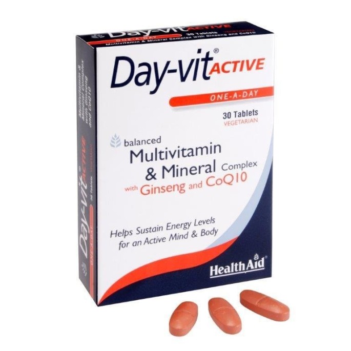 HEALTH AID  DAY-VIT ACTIVE Co-Q-10 & GINSENG 30 tabs