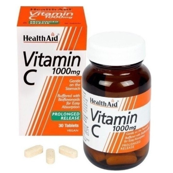 HEALTH AID ΒΙΤΑΜΙΝΗ C Tαμπλέτες 1000mg ΕΝΙΣΧΥΜΕΝΗ με βιοφλαβονοε