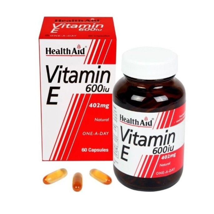 HEALTH AID  Vitamin E 600 I.U. 496 mg 60 caps