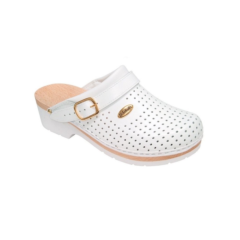 SCHOLL Wooden Clogs PROFESSIONAL Super Comfort WHITE