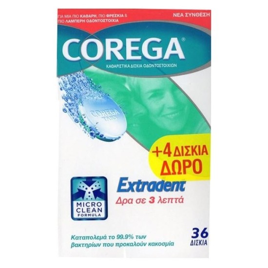 Corega Extradent 36 denture cleaning tablets (32+4 FREE)