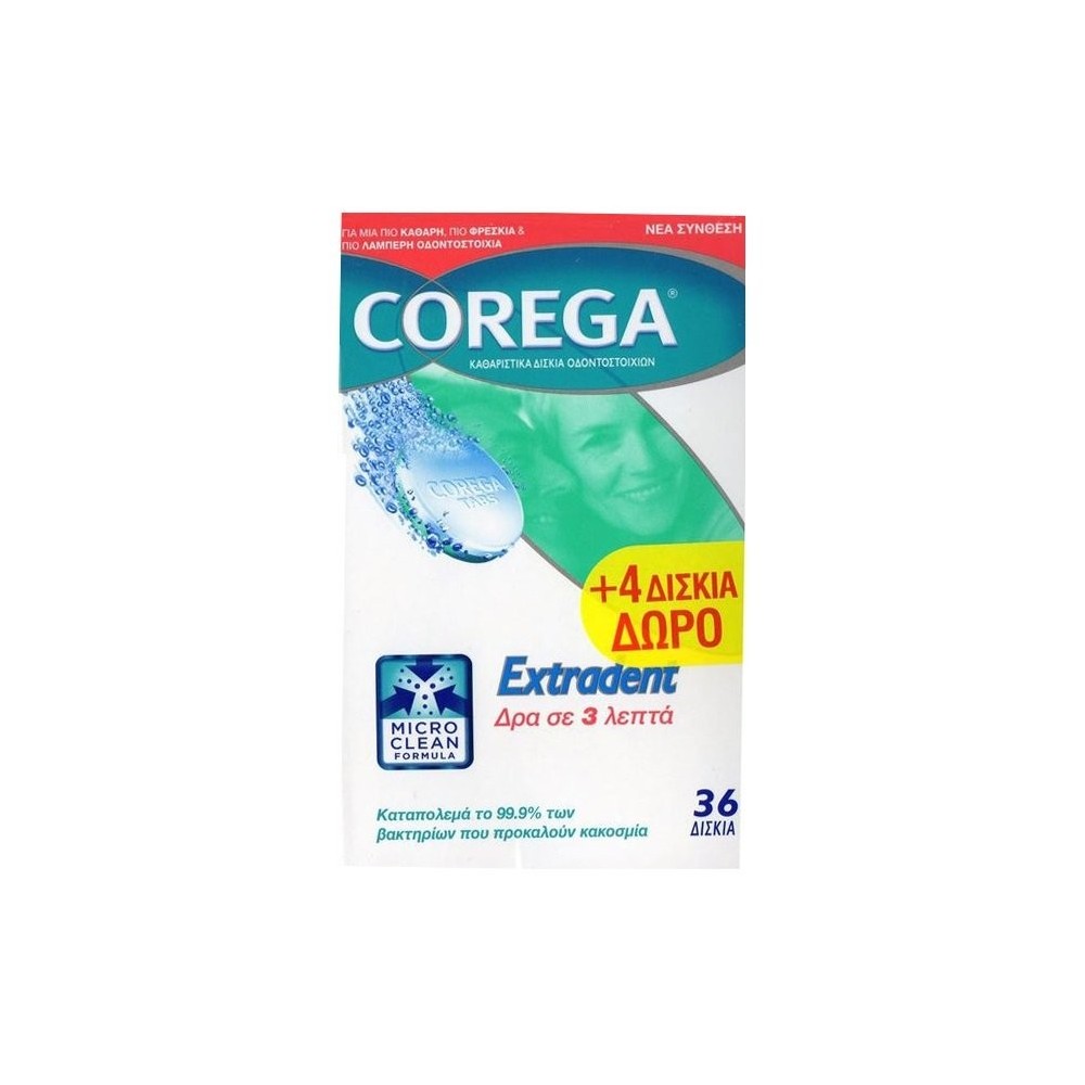 Corega Extradent 36 denture cleaning tablets (32+4 FREE)
