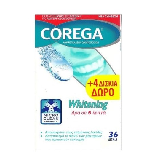 Corega Whitening Denture Cleaning Tablets 32 + 4 FREE